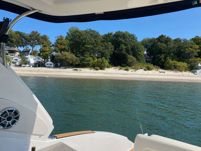 View of the Angola on the Lake Beach House from Boat on Lake Erie