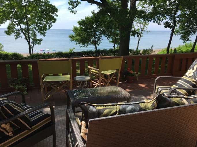 Deck overlooking lake